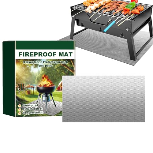 Feuerfeste Matte – Grillmatte für den Außenbereich – Teppichschutz gegen hohe Temperaturen und feuerfeste Abdeckung tragbar für Erde, Terrasse, Garten von Générique