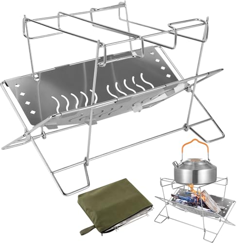 Feuerständer | Faltbarer Feuerständer aus Edelstahl für ing – Lagerregal für Feuer auf Terrasse und Grill im Freien von Générique