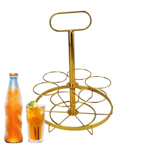 Flaschenhalter – Weinregal | 6 Space Golden Drinking Display Stand für Partys, Weinhandkorb für Servieren, Restaurants, Nachtclubs, Home Bar, Bier-Organizer für Countertop Flaschenhalter – Weinregal | 6 Space Golden Drinking Display Stand für Partys, Weinhandkorb für Servieren, Restaurants, Nachtclubs, Home Bar, Bier-Organizer für Countertop von Générique