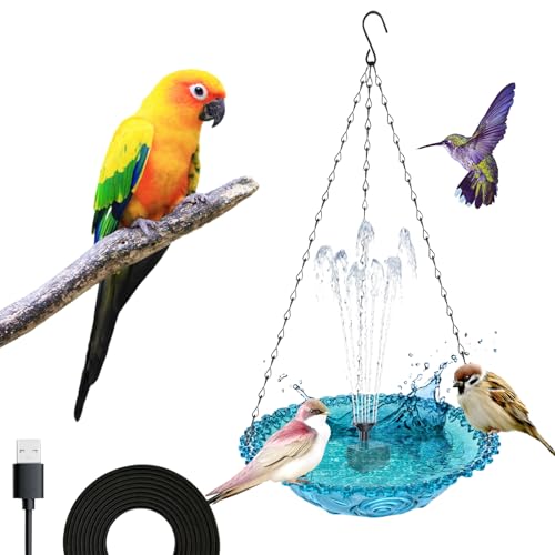 Fountain Sanging Bird Feeder – USB Charge Fhegable Bird Feeder | Hängende Vogelstimme mit austauschbaren Sprühköpfen | Hängendes Vogelfutterhaus Tablett für Garten im Freien von Générique