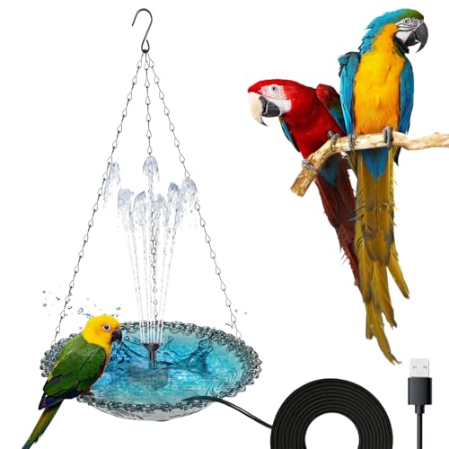 Fountain Sanging Bird Feeder – USB Charge Fhegable Bird Feeder | Hängende Vogelstimme mit austauschbaren Sprühköpfen | Hängendes Vogelfutterhaus Tablett für Garten im Freien von Générique