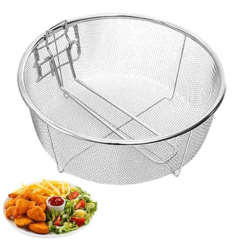 Frittierkörbe, 23 cm, rund, für Fritteuse aus Edelstahl, Fritteuse, Skimmer, für Pommes Frites, Zwiebelringe, Frittierfisch, Flügel und Hühnerkoteletts von Générique