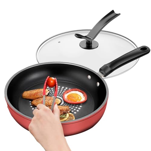 Frying Pans – Nonstick Frying Pan with Lid | Cooking Skillet | Kitchen Tool Breakfast Pancake Dinner Steak Snacks Cooking Accessory Food Preparation Utensil Non Stick Easy Use Household Supply von Générique