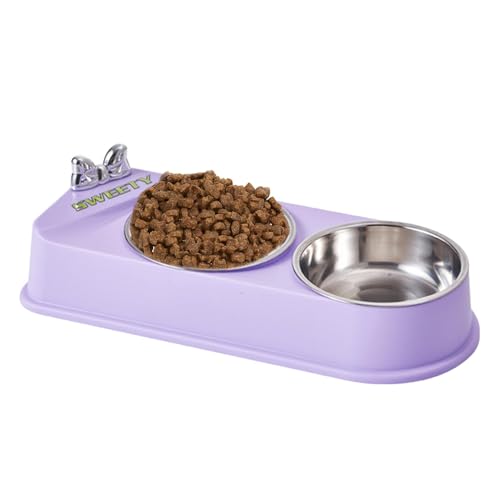 Futternapf für Hunde | Set mit Futter- und Wasserschüsseln für Katzen | Robustes Zwei-in-Einem-Katzenfutterhaus | Edelstahlschüsseln mit rutschfester Harzstation für P von Générique