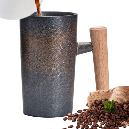 Générique Artistic Keramik-Kaffeebecher, leicht, aus Holz, mit Griff, 10,9 x 5,9 x 5,9 cm, kompaktes Design, leicht zu reinigen, robuster Tee-Becher, ideal für Frühstück, Restaurant, Dinner und von Générique