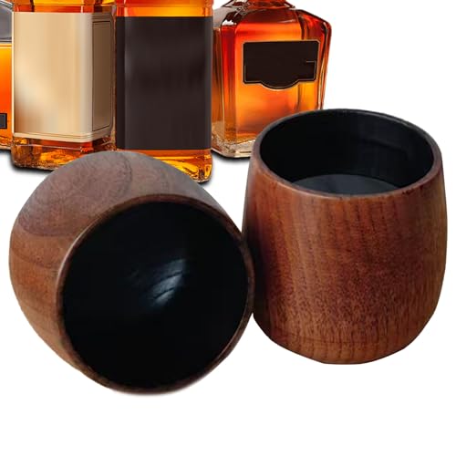 Générique Bourbon-Trinkglas aus Holz, Whiskyglas aus Holz, Whiskyglas, 2 x Rustic Vintage Cool Bott von Générique