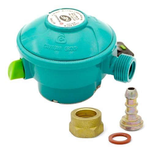 Générique Butanregler + Sauger für Twiny-Flaschen | Durchflussmenge 1,3 kg/h | Ausgangsdruck 28 mbar | Kompatibel mit Elfi/Malice/Carrefour Butan 10 kg / Calypso von Générique