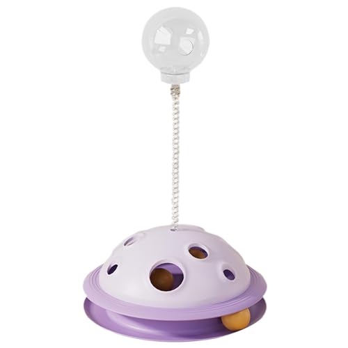 Générique Cat Turntable Toy – Interaktives Katzenspielzeug mit Ball | Cat Ball Track Toy | Interactive Dog Toy Slow Feeder | Selff Entertainment Food Leak Ball mit Spring Rod für Kitten Playing von Générique