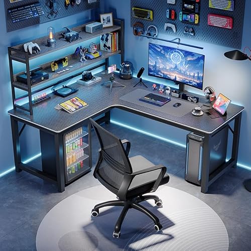 Générique Eckbank aus Kohlefaser, doppelt integrierter Schreibtisch + Bibliothek, ergonomischer Schreibtisch (120 x 80 cm) von Générique
