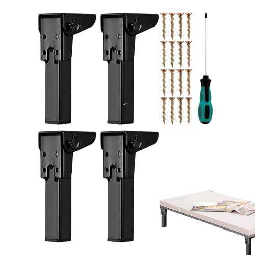 Générique Klappbare Tischbeine – Set mit 4 verstellbaren Füßen für Tisch | Möbelfüße mit Bodenschutz aus Gummi für Schrank, Sofa, Kommode von Générique