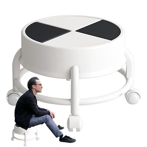 Générique Niedriger Hocker mit Rollen, Sitz mit Rollen, niedriger Sitz, Rollhocker, niedrige Höhe, mit – mobiler robuster Rollhocker, Trittleiter mit 360 ° drehbaren Rädern für Wohnzimmer und Ma von Générique