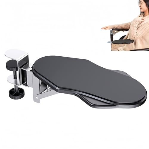 Générique Schreibtisch-Armauflage – Verlängerung aus Holz für Tischkante, Schreibtischarmauflage faltbar + 180 ° drehbar, 90 Grad verstellbar, für Schreiben, Studio, Flugzeug, Arbeit (schwarz) von Générique