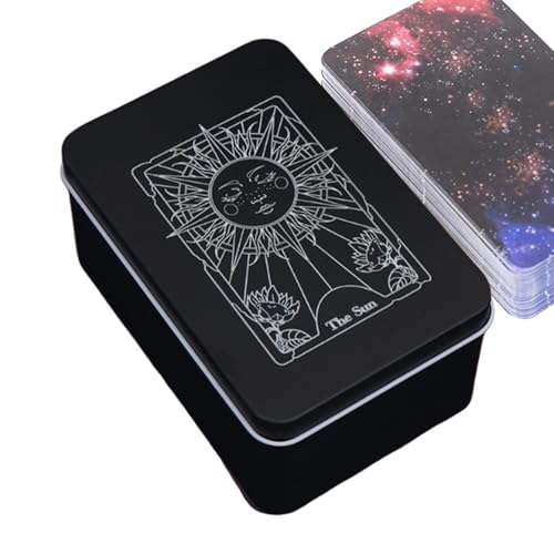 Générique Tarotbox aus Metall, Aufbewahrungsbox für Schmuck aus Metall, mit Mond- und Sonnendruck für Erwachsene von Générique
