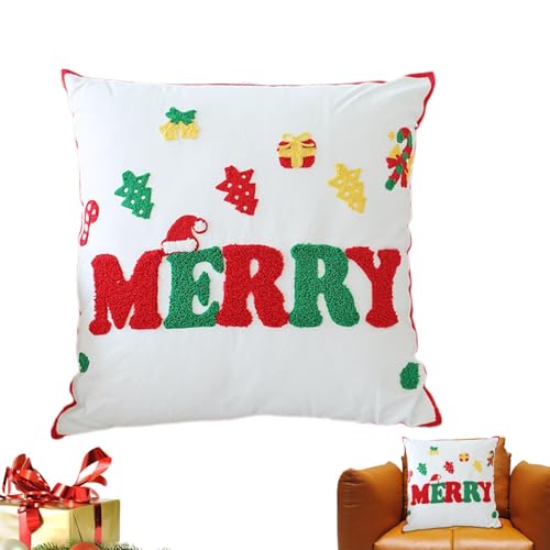 Générique Weihnachtskissenbezüge, Weihnachtskissenbezug, bestickt, 45,7 x 45,7 cm, aus Polyester, für Sofa, Bett, Wohnzimmer, Bauernhof Générique Weihnachtskissenbezüge, Weihnachtskissenbezug, bestickt, 45,7 x 45,7 cm, aus Polyester, für Sofa, Bett, Wohnzimmer, Bauernhof von Générique