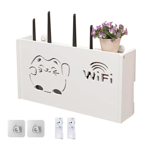 Générique WiFi Router Shelf – WiFi Router Storage Box | Router Rack Desktop Storage Box | Space-Saving WiFi Box für TV Set-Top Boxes Fortune Cat Router Hider Box für Wand von Générique