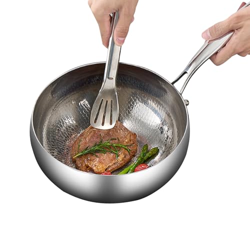 Générique Wok-Pfanne mit Deckel, Titanium-Coated Deep Frying Pan for Stir-Fry Stewing, Quick-Heating Flat Bottom Induktion, kompatibel mit Cookware Soup Making, Sauteing und Daily Cooking in Modern von Générique