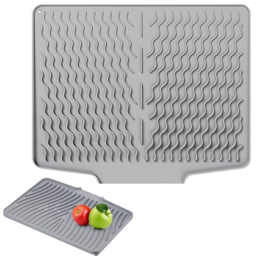 Geschirr-Trockenmatte-Set – Küchentheke mit effektiver Trocknungsmatte | Theken-Trocknungsmatte, faltbares Schutztablett ohne Verrutschen aus Silikon, Organisation von Dra von Générique