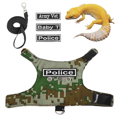 Geschirr und Leinen von Barbu – Outdoor-Geschirr für Reptilienleine | Verstellbares Geschirr für kleine Tiere Leopard Gecko | verstellbare Barbu-Drachen-Kleidung | Eidechsenleine Reptil von Générique