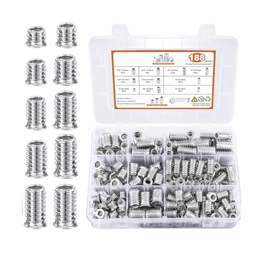 Gewindebolzenverbinder | Sortiment mit Unterlegscheiben für Möbel aus Holz – Haushaltsbeschläge, Befestigung Bolzen mit Inbusschlüssel für Möbel, Holzplatte und Holz von Générique