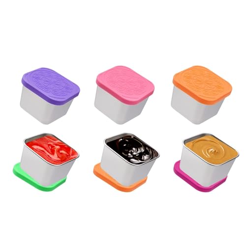 Gewürzbecher – Dressingbehälter 6 x | Salat-Dressing-Töpfe aus Edelstahl | quadratische Aufbewahrungsbehälter mit Deckel, Behälter für Soßen-Saucen und Dip-Saucen Gewürzbecher – Dressingbehälter 6 x | Salat-Dressing-Töpfe aus Edelstahl | quadratische Aufbewahrungsbehälter mit Deckel, Behälter für Soßen-Saucen und Dip-Saucen von Générique