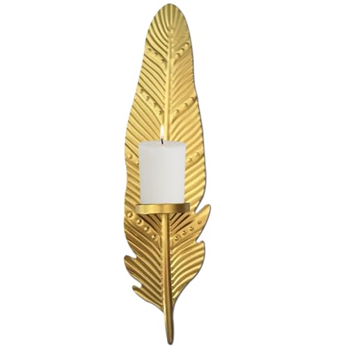 Goldene Blätter Wandleuchte mit Kerzenhalter | Kerzenhalter aus Schmiedeeisen | Wandleuchter hängend mit schönem Schmiedeeisen Gravurmuster für Wohnzimmer Esszimmer Goldene Blätter Wandleuchte mit Kerzenhalter | Kerzenhalter aus Schmiedeeisen | Wandleuchter hängend mit schönem Schmiedeeisen Gravurmuster für Wohnzimmer Esszimmer von Générique