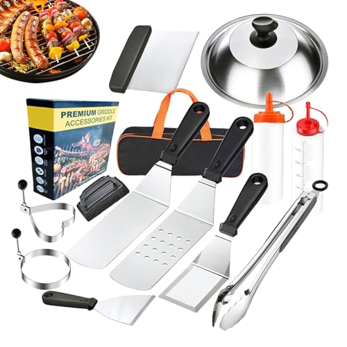 Grillset, Kochwerkzeugset für den Außenbereich, robust, 14-teilig, aus Edelstahl, für Garten, Camping, Outdoor – Spieße für , und Fleisch von Générique