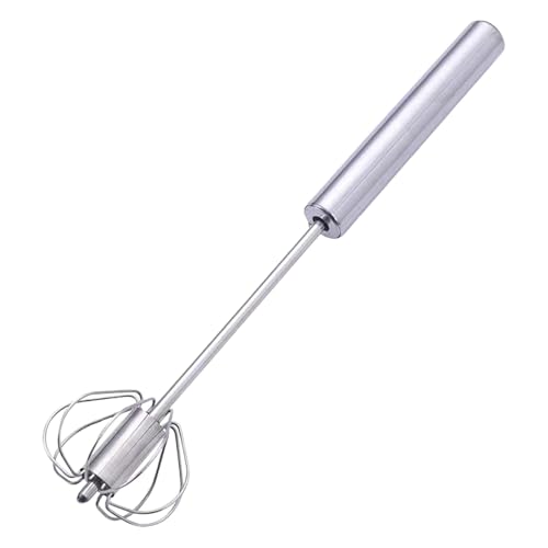 Halbautomatischer Schneebesen aus rostfreiem Edelstahl – manueller Eieraufschäumer, effizienter rotierender Handmixer | Antihaft-Milchshake-Aufschäumer, langer Griff Eierrührer, für von Générique