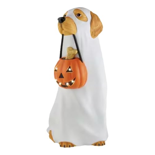 Halloween Ghost Dog - 7,87 Zoll Dekofigur für festliche Displays, gruseliges Leuchten mit Harzkonstruktion, leicht der Kürbiswelpe für Regale Wohnzimmer Schreibtische Halloween Ghost Dog - 7,87 Zoll Dekofigur für festliche Displays, gruseliges Leuchten mit Harzkonstruktion, leicht der Kürbiswelpe für Regale Wohnzimmer Schreibtische von Générique