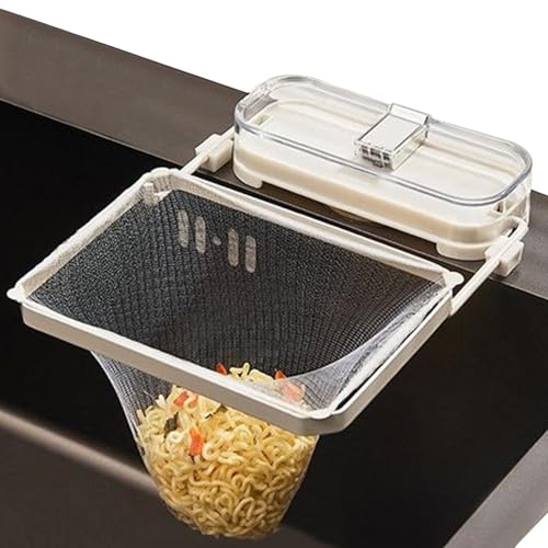Halterung für Spülbeckensieb | Saugkorb für Spüle | Filter für Küchenspüle | Abtropfsieb mit Saugnapf | Halterung für Küchenrückstände mit 50 Netzen von Générique