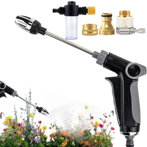 Hochdruckreinigungsdüse für Gartenschlauch – Hochdruckdüse für Wasserschlauch und Sprühgerät – leichter Sprühkopf aus Aluminiumlegierung für Bewässerung Rasen Autowäsche von Générique