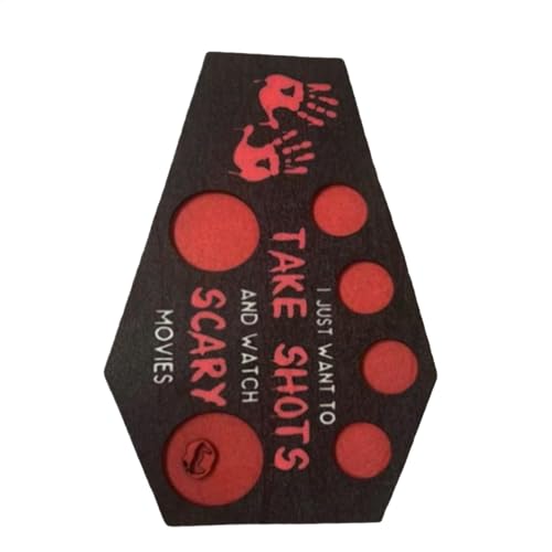 Horrorschieß-Tablett, Halloween-Schnapsglas-Halterplatte, Serviertablett in Sargform aus Holz für Halloween – Horror-Serviertablett, Hallow-Shot-Glashalter von Générique