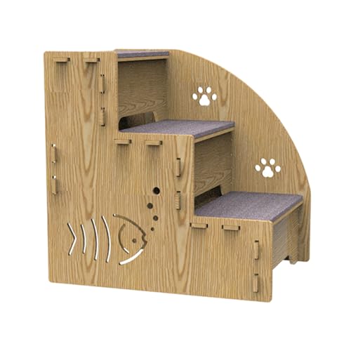 Hunde-Schritten für das Bettsofa – langlebige Hundetreppen nicht rutschend | Dogg Rampe aus leichtem Holz mit Teppichstoff | Robuste Haustiertreppen für kleine Hunde von Générique
