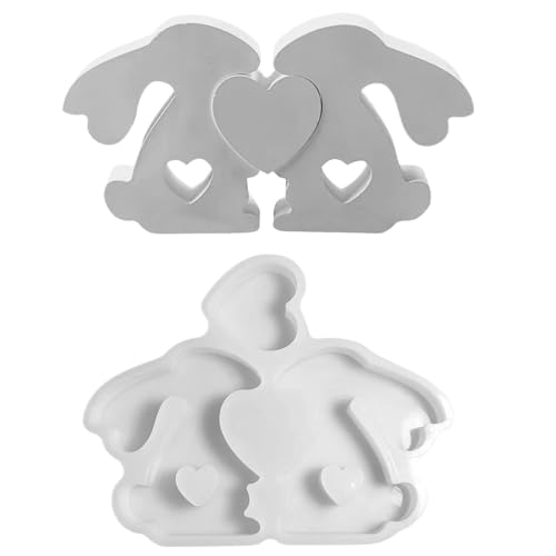 Kaninchen Silikonform, Kaninchenseifenformen, Silikonformen für Kerzen, Gipsform-Harzformen, umarmtes Hasenherz Seifenform, Kerzenherstellungsformen, f von Générique