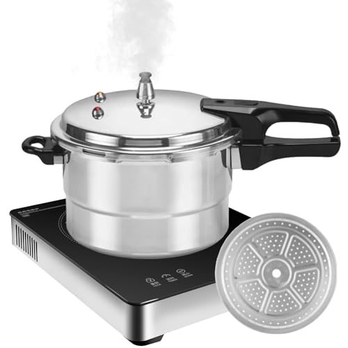 Kasserolle | Aluminium Drucktopf 5L mit Dampfaufsatz | Multifunktionale Küche für Eintöpfe, Suppen, Reis, Zubereitung von Familienköchen oder Profiköchen Kasserolle | Aluminium Drucktopf 5L mit Dampfaufsatz | Multifunktionale Küche für Eintöpfe, Suppen, Reis, Zubereitung von Familienköchen oder Profiköchen von Générique