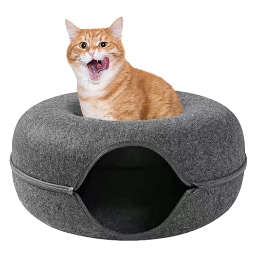 KatzenDonuttunnel, Katzenbett, rundes Bett aus Filz mit Tunneln in Form von abnehmbaren und atmungsaktiven Teilen, Tunnelbett für Katzen, Spielzeug für Höhle KatzenDonuttunnel, Katzenbett, rundes Bett aus Filz mit Tunneln in Form von abnehmbaren und atmungsaktiven Teilen, Tunnelbett für Katzen, Spielzeug für Höhle von Générique