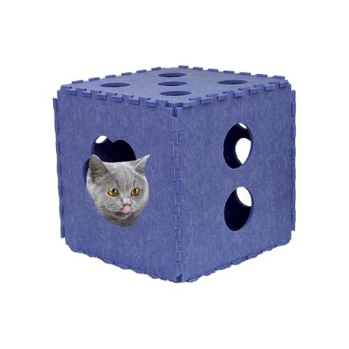 Katzenhaus – Höhle für Katzenbett, weiches Nest gespleißt | Katzenbett aus Filz in Puzzle-Form, faltbarer Innenwürfel für Katzen, waschbares Versteck für Katzen, Häuser und Eigentumswohnungen von Générique