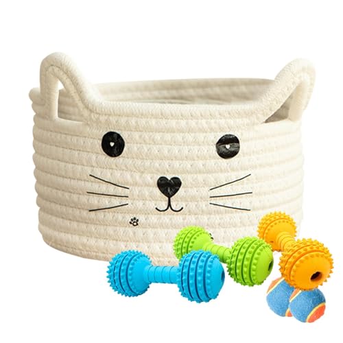 Katzenohr gewebter Korb – handgefertigte Baumwollseil-Suppe in niedlicher Ohrform | Ready Small Home Bin Component, Nursery Play Play Playing Container, Kids Roo Katzenohr gewebter Korb – handgefertigte Baumwollseil-Suppe in niedlicher Ohrform | Ready Small Home Bin Component, Nursery Play Play Playing Container, Kids Roo von Générique