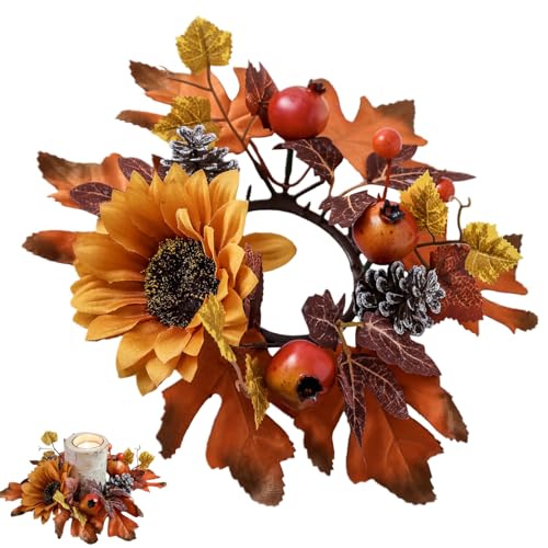 Kerzenringe – Herbst-Ahorn hinterlässt Kerzen-Ringe | Herbstring für Kerzen | Kerzenringe für Säulen | 24 x 24 cm von Générique