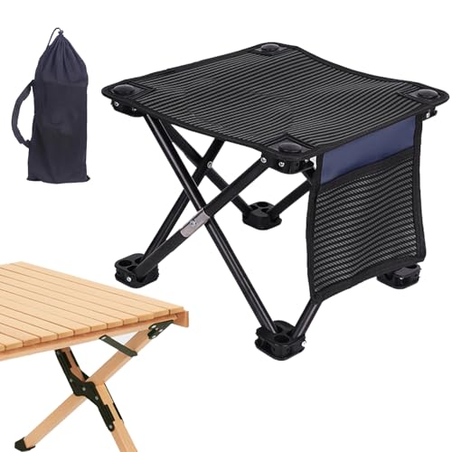 Klapphocker – tragbarer, ausziehbarer Sitz, extra groß | Tragfähigkeit von 150 kg, Outdoor-Stuhl für Camping, Wandern, kompaktes Design, leicht, aber robust für einfachen Transport, Salz von Générique