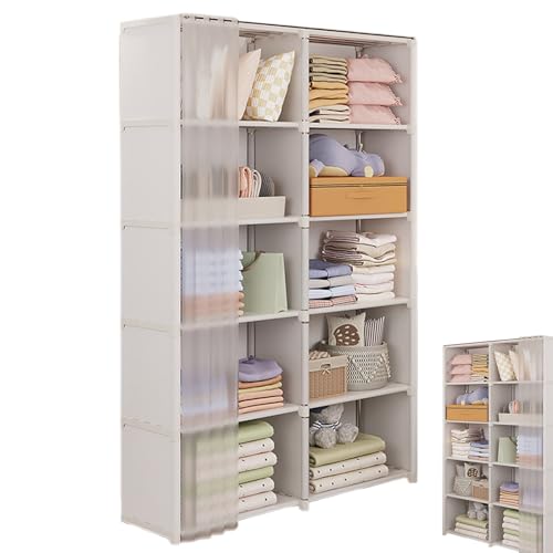 Kleideraufbewahrungsschrank – tragbarer Kleiderorganisator, faltbares Stoffregal | freistehendes Kleiderregal mit Staubabdeckung, Hängeschrank für Schlafzimmer von Générique