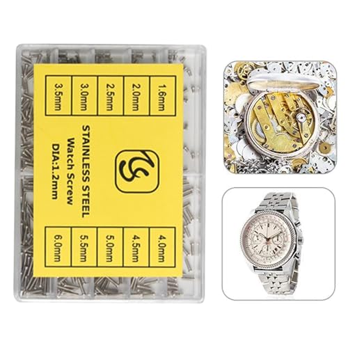 Kleine Uhrenschrauben-Set, Uhrenschrauben-Set | Ersatz für Metalluhren, 500 Stück – Wasserdichtes Reparatur-Elektronik-Set für Uhren, Computer und Brillen Kleine Uhrenschrauben-Set, Uhrenschrauben-Set | Ersatz für Metalluhren, 500 Stück – Wasserdichtes Reparatur-Elektronik-Set für Uhren, Computer und Brillen von Générique