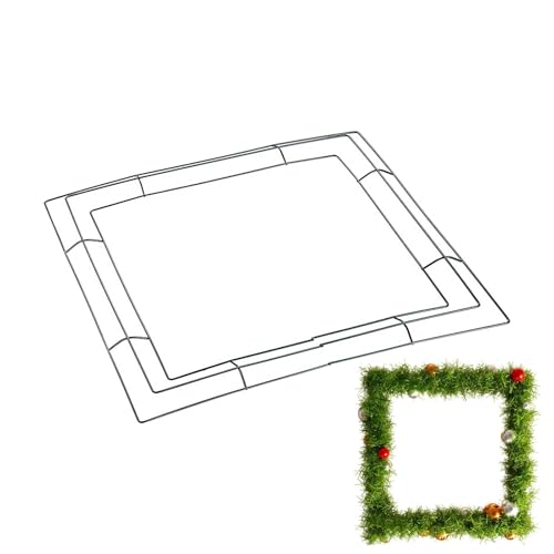Kranzformen, quadratischer Kranzrahmen, quadratischer Kranzrahmen aus Metall | Zubehör für Weihnachtskranz, Urlaubsdekoration, Kränzherstellungsset für Familienfeiern von Générique
