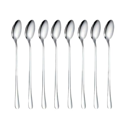 Langer Löffel – Latte-Löffel, langer Griff | Kaffeelöffel mit langem Griff, 8 x lange Eisteelöffel aus Edelstahl, 7,87 Zoll (17,87 cm), gefrorener Kaffee, Holzhaus von Générique