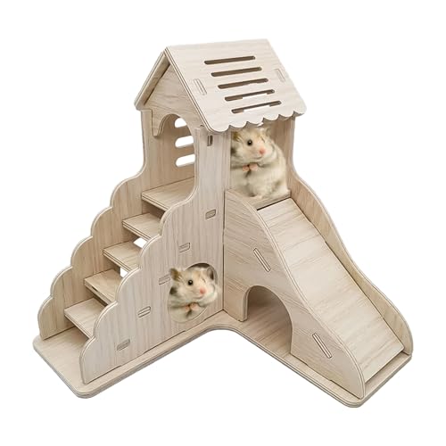 Lebensraum aus Holz für Meerschweinchen - Ferkelhaus in Indien Natur, zweistöckiges Holzhaus für Hamster | CHINCHILL UM Cincillà Natural Wood Zubehör Racotore Compact Resistant Ho von Générique