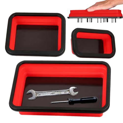 Magnetisches Tablett-Set für Teile – Magnetplatte für Werkzeuge in 3 verschiedenen Größen | Magnetplatten für Amateure, Autofahrer, mechanische Schrauben von Générique