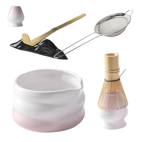 Matcha-Set | Traditioneller Schneebesen und Chawan-Schüssel | 7-teiliges Werkzeugset mit Löffel, Sieb und Löffelhalter für Tee, Milch, Zeremonie und Frühstück zu Hause von Générique