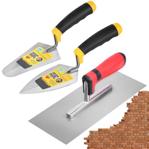 Maurerkelle | Maurerkelle 3-teilig mit komfortablem Griff | Verlegezubehör zum Verlegen von Füllung, Reparatur, Putz, Mörtel, Fliesen, Mauerwerk, Gips, Landschaft, Boden von Générique