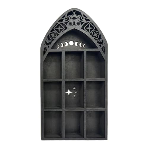 Mondregal aus Holz – einzigartiges Wand-Ausstellungsregal, Gothic-Dekorationsschrank | eleganter Organizer für Schmuck, Nagellack, Steine oder Dekorationsartikel von Générique