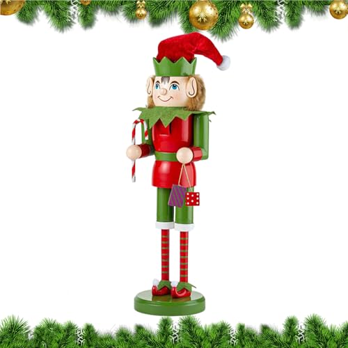 NUSTCRACKER Christmas Decor – 38 cm Elf Nutcrackers Figuren | 14,96 Zoll Figur aus Holz | Kaminsims, Innendekoration für den Esstisch für Kinder von Générique
