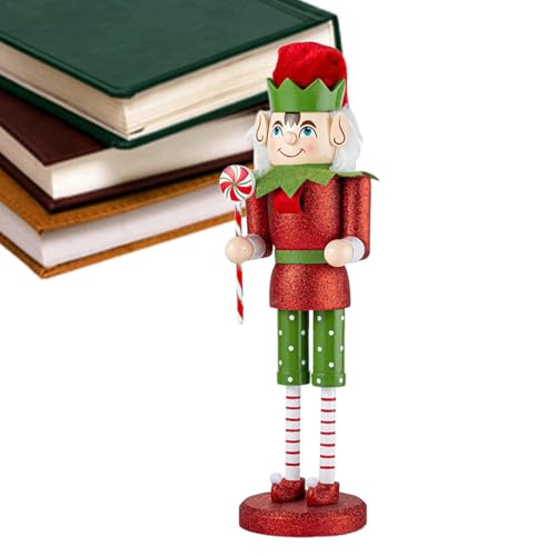NUSTCRACKER Christmas Decor – 38 cm Elf Nutcrackers Figuren | 14,96 Zoll Figur aus Holz | Kaminsims, Innendekoration für den Esstisch für Kinder von Générique